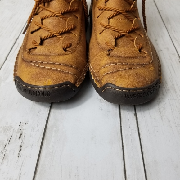 5 1978 Fashion Brown Vegan Leather Lace Up Comfort Shoes - Picture 3 of 8